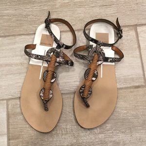 Dolce Vita Snake skin and brown leather sandals